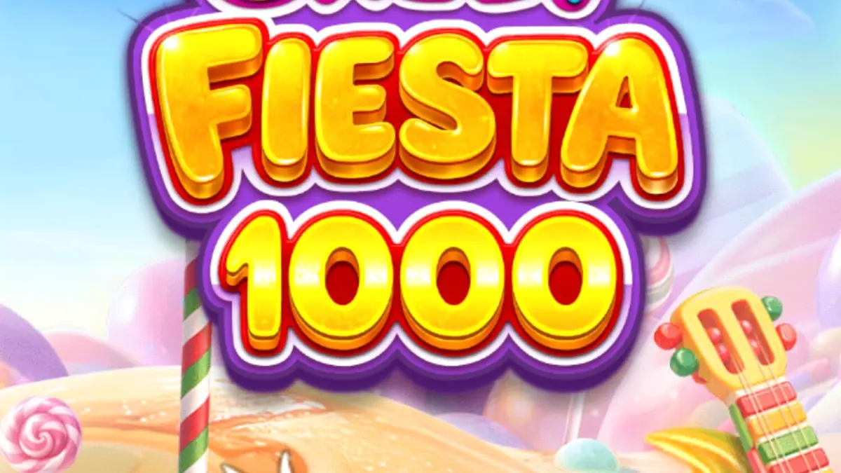 Tampilan visual ceria dari slot Sweet Fiesta 1000 dengan tema karnaval permen